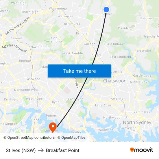 St Ives (NSW) to Breakfast Point map