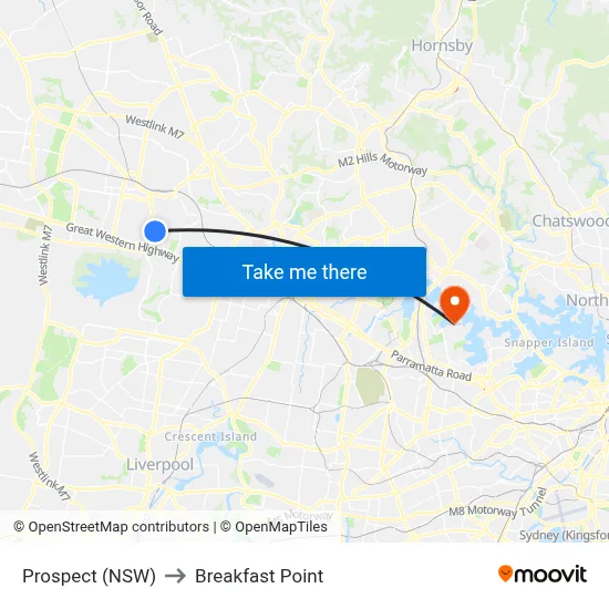 Prospect (NSW) to Breakfast Point map