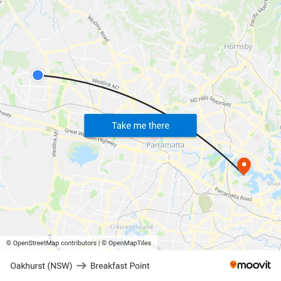 Oakhurst (NSW) to Breakfast Point map