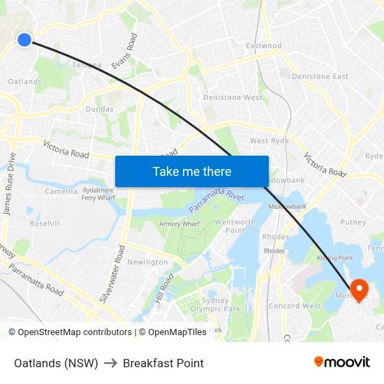 Oatlands (NSW) to Breakfast Point map