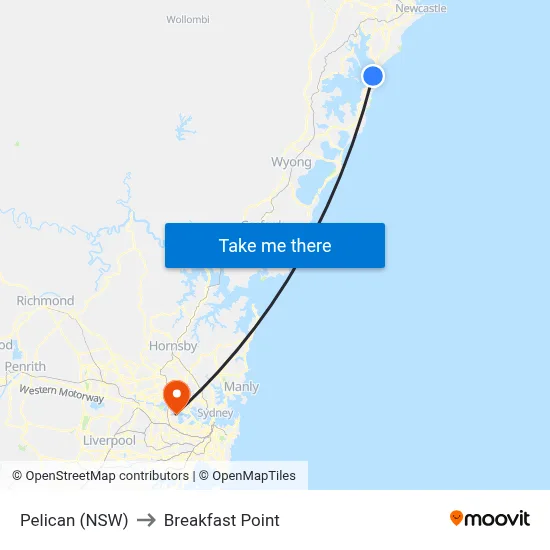 Pelican (NSW) to Breakfast Point map