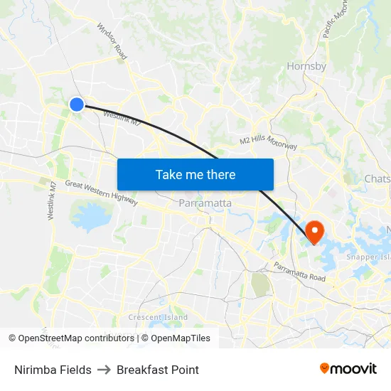 Nirimba Fields to Breakfast Point map
