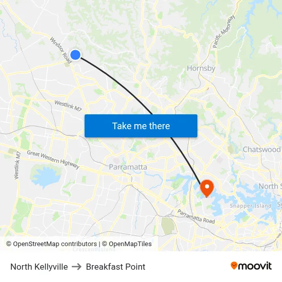 North Kellyville to Breakfast Point map