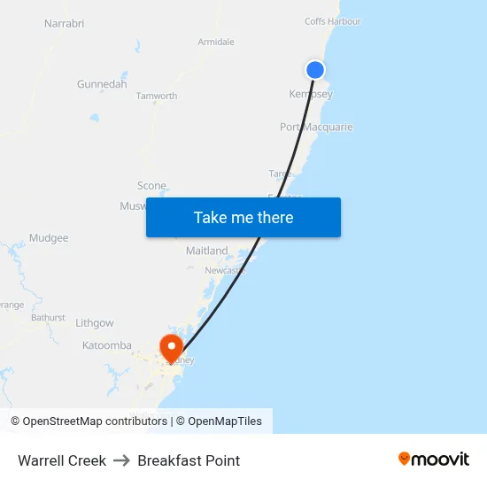 Warrell Creek to Breakfast Point map