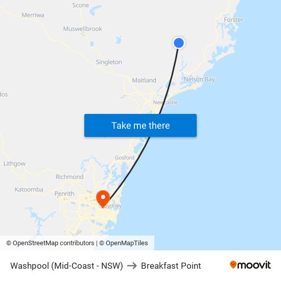Washpool (Mid-Coast - NSW) to Breakfast Point map