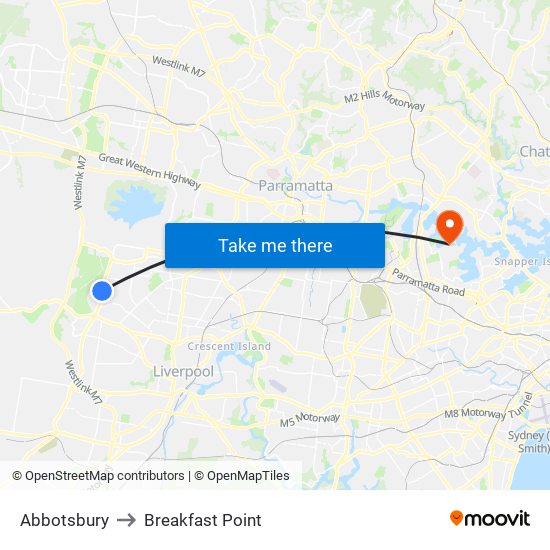 Abbotsbury to Breakfast Point map