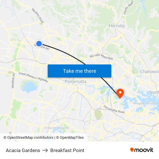 Acacia Gardens to Breakfast Point map