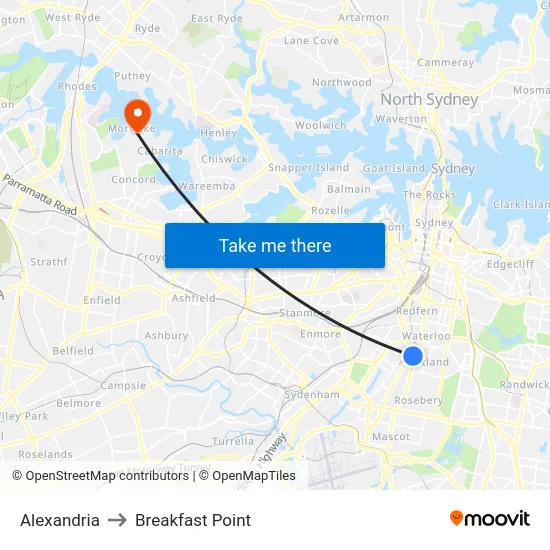 Alexandria to Breakfast Point map