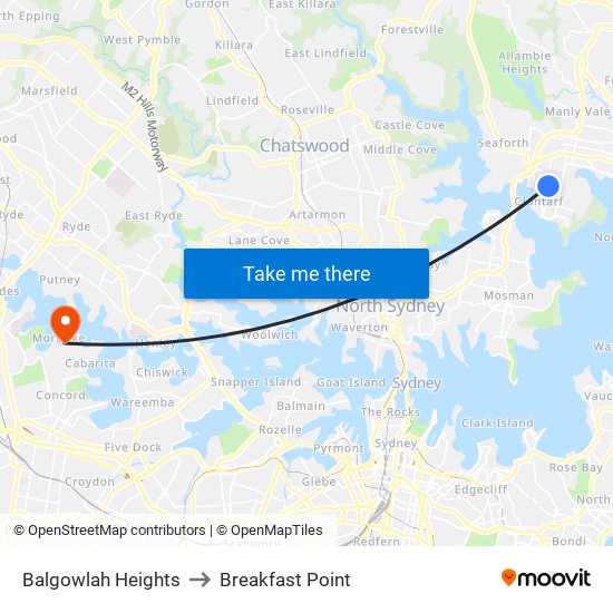 Balgowlah Heights to Breakfast Point map