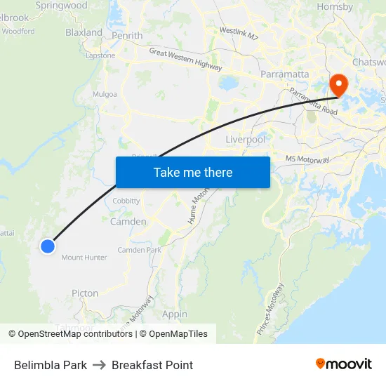 Belimbla Park to Breakfast Point map