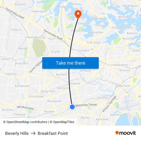 Beverly Hills to Breakfast Point map