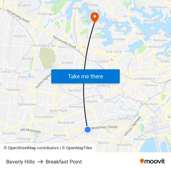 Beverly Hills to Breakfast Point map
