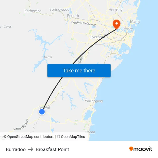 Burradoo to Breakfast Point map