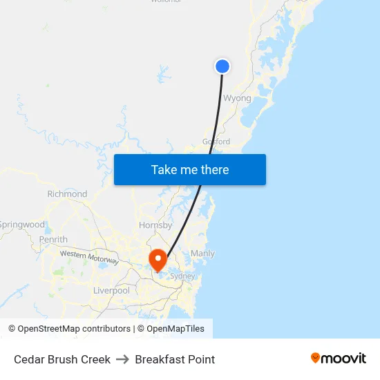 Cedar Brush Creek to Breakfast Point map