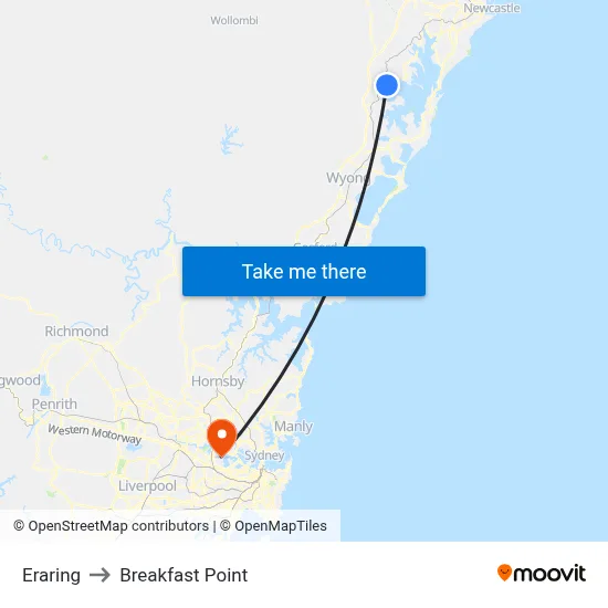 Eraring to Breakfast Point map