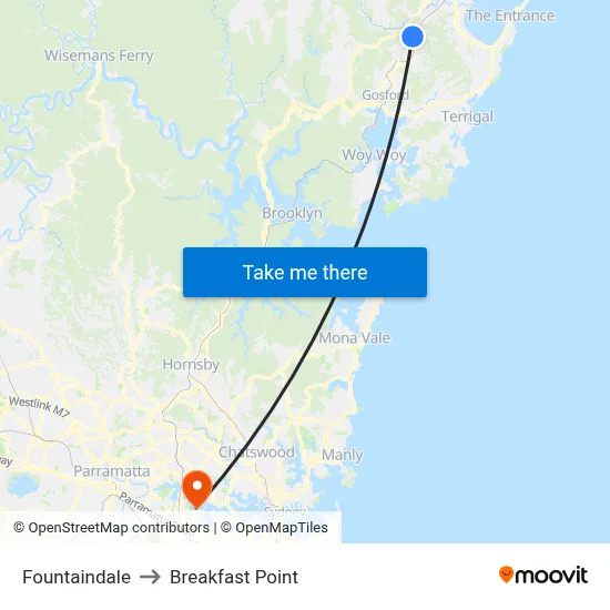 Fountaindale to Breakfast Point map