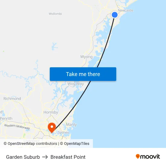 Garden Suburb to Breakfast Point map
