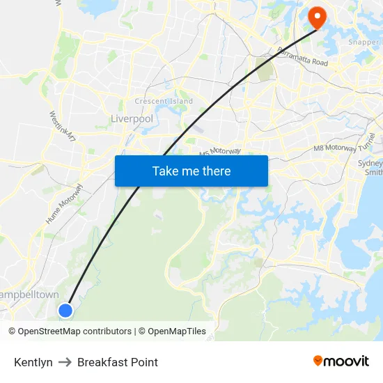 Kentlyn to Breakfast Point map