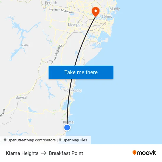 Kiama Heights to Breakfast Point map