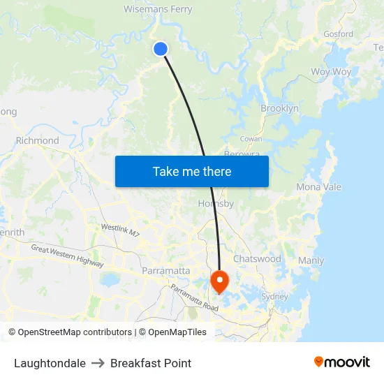 Laughtondale to Breakfast Point map