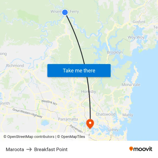 Maroota to Breakfast Point map