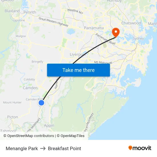 Menangle Park to Breakfast Point map