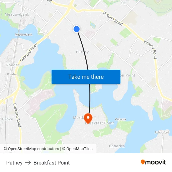 Putney to Breakfast Point map