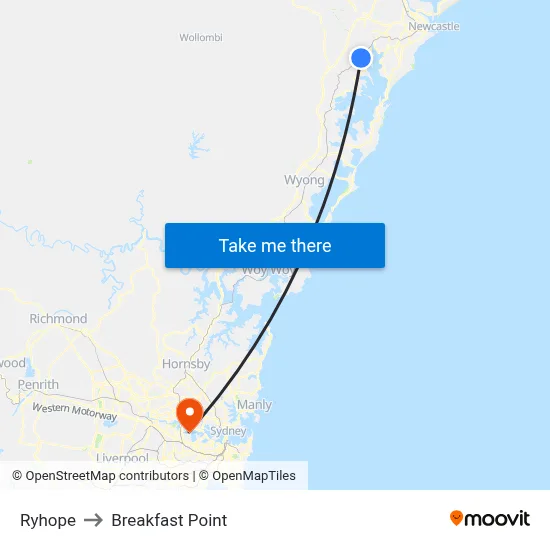 Ryhope to Breakfast Point map