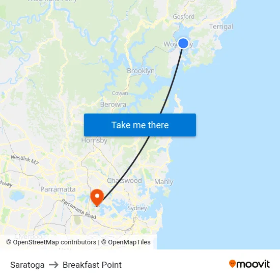 Saratoga to Breakfast Point map