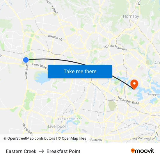 Eastern Creek to Breakfast Point map