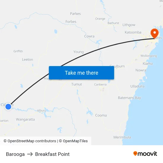 Barooga to Breakfast Point map