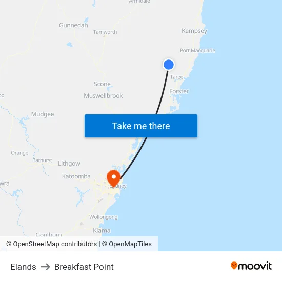 Elands to Breakfast Point map