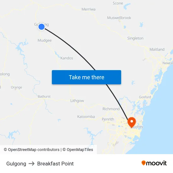 Gulgong to Breakfast Point map