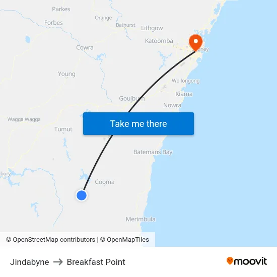 Jindabyne to Breakfast Point map