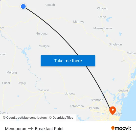Mendooran to Breakfast Point map