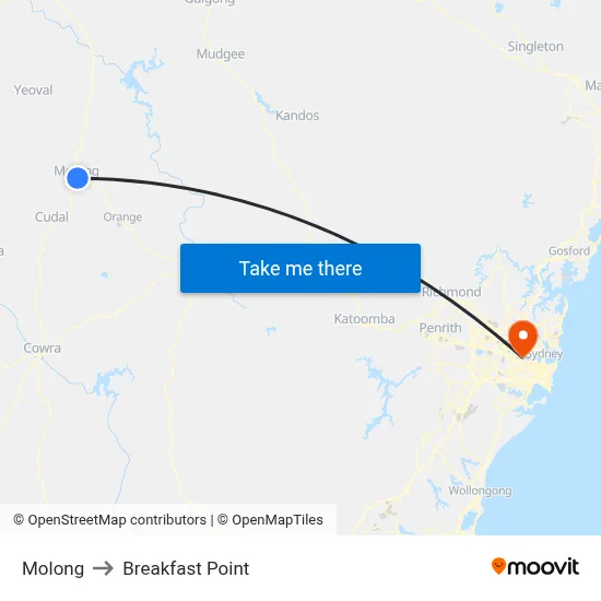 Molong to Breakfast Point map