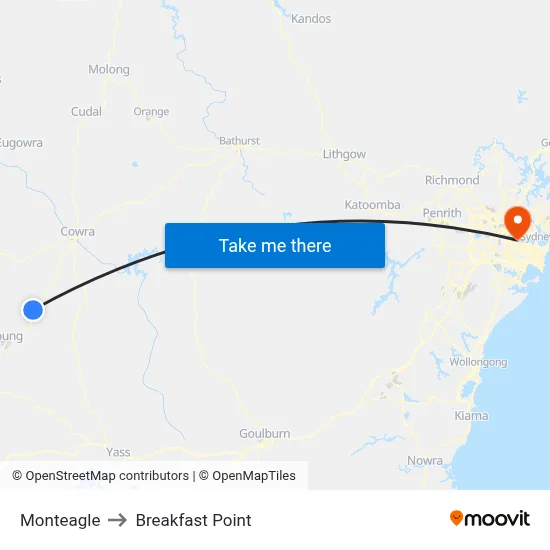 Monteagle to Breakfast Point map