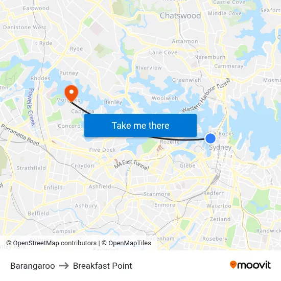 Barangaroo to Breakfast Point map