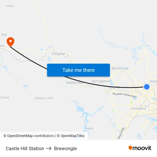 Castle Hill Station to Brewongle map