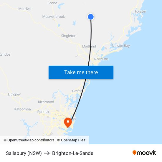 Salisbury (NSW) to Brighton-Le-Sands map