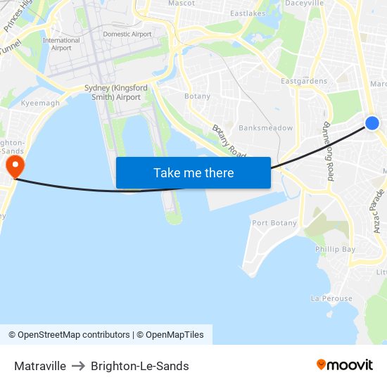 Matraville to Brighton-Le-Sands map