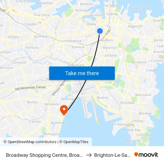 Broadway Shopping Centre, Broadway to Brighton-Le-Sands map