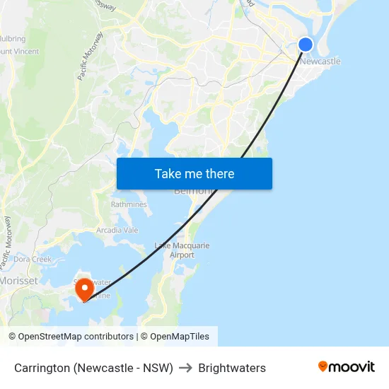Carrington (Newcastle - NSW) to Brightwaters map