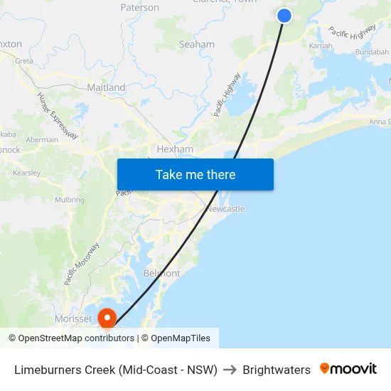 Limeburners Creek (Mid-Coast - NSW) to Brightwaters map