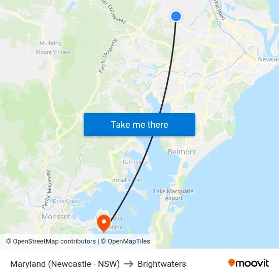 Maryland (Newcastle - NSW) to Brightwaters map