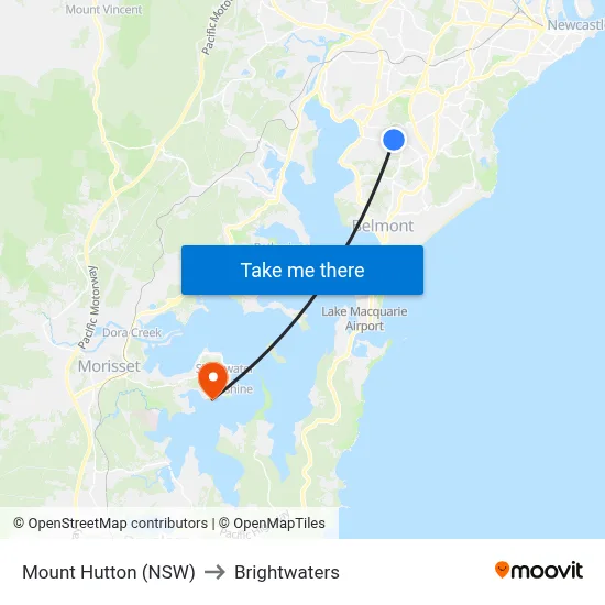 Mount Hutton (NSW) to Brightwaters map