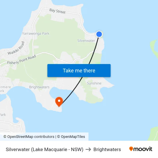 Silverwater (Lake Macquarie - NSW) to Brightwaters map