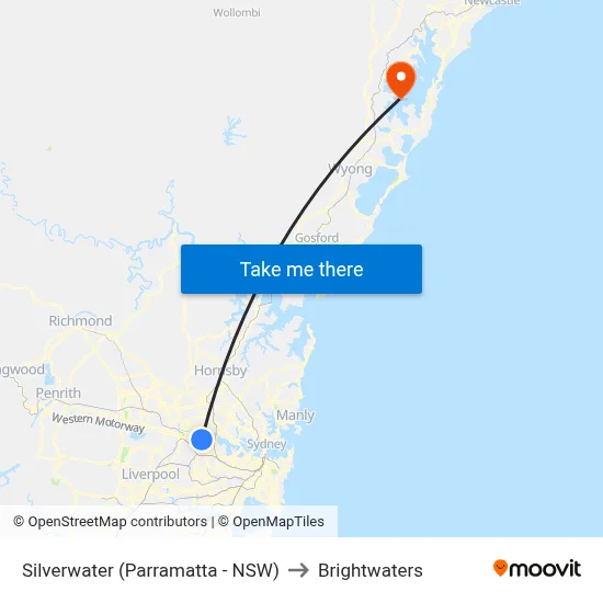 Silverwater (Parramatta - NSW) to Brightwaters map