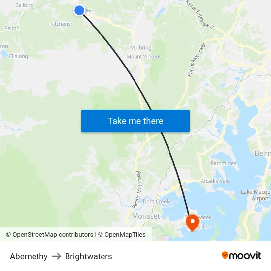 Abernethy to Brightwaters map