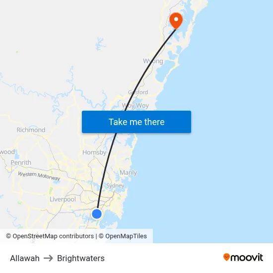 Allawah to Brightwaters map